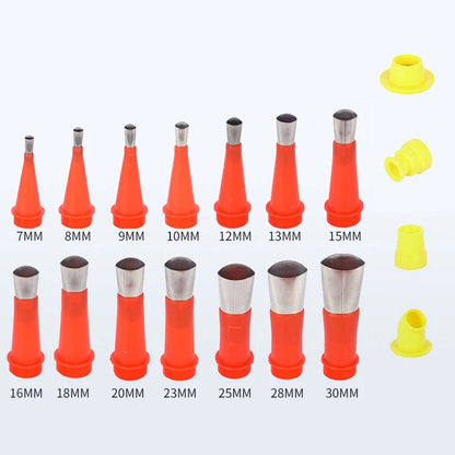 A set of one-piece stainless steel nozzles